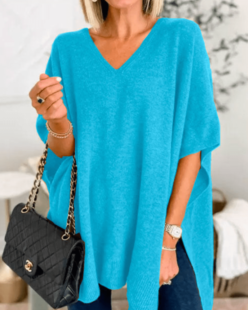 Erica | Poncho - trui met V - hals en ruime pasvorm - Bellanza