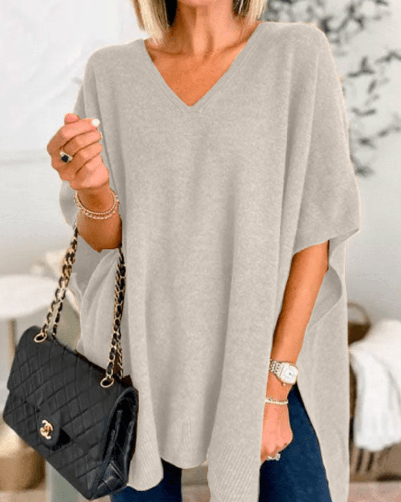 Erica | Poncho - trui met V - hals en ruime pasvorm - Bellanza