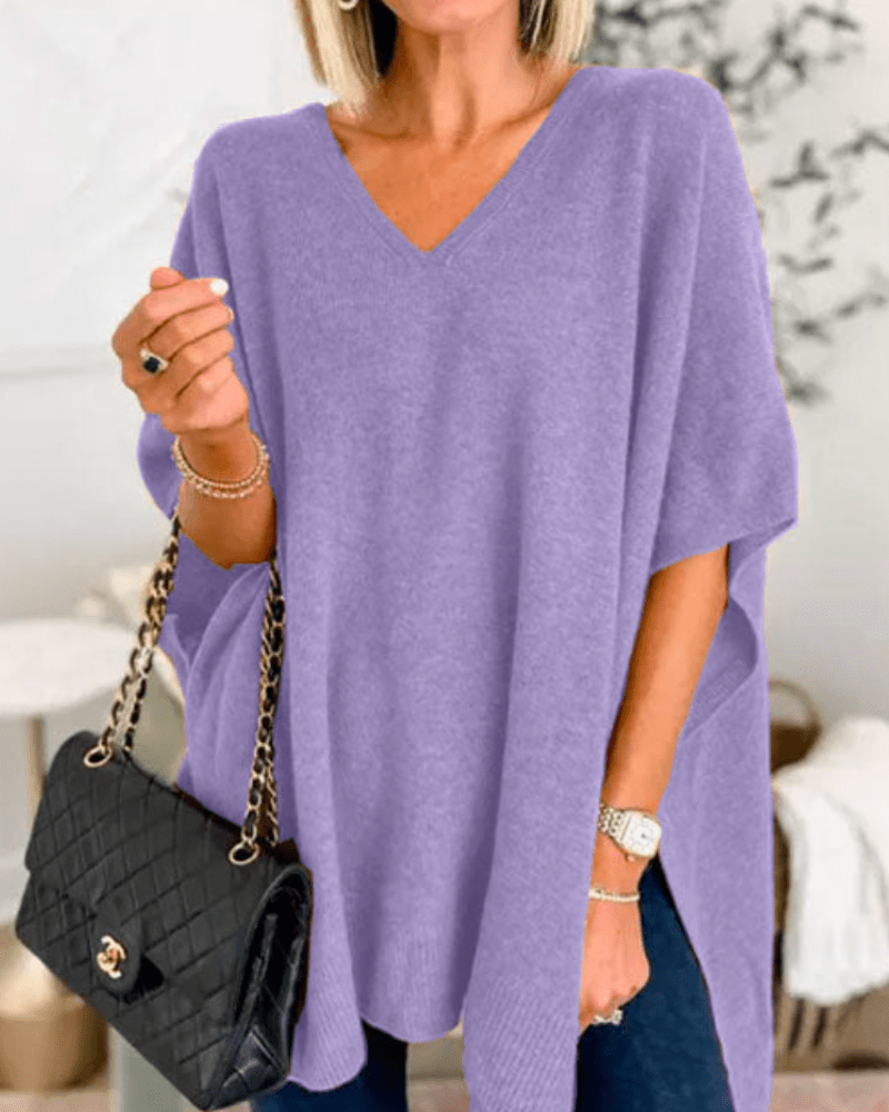 Erica | Poncho - trui met V - hals en ruime pasvorm - Bellanza