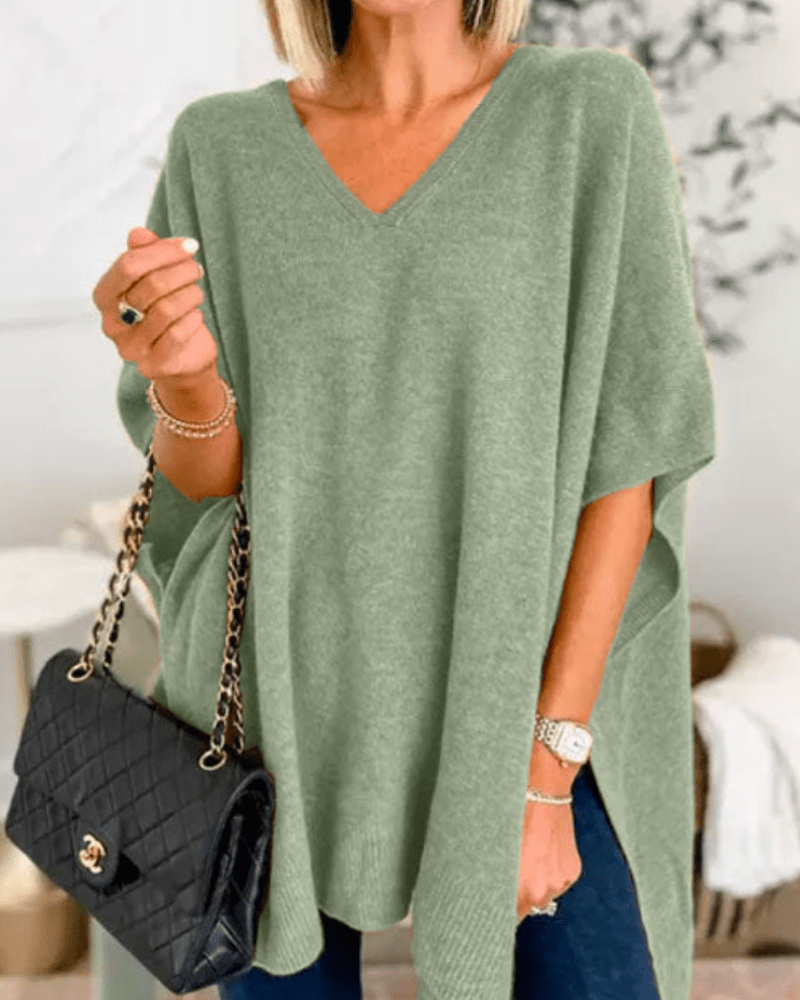 Erica | Poncho - trui met V - hals en ruime pasvorm - Bellanza