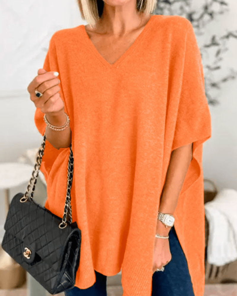 Erica | Poncho - trui met V - hals en ruime pasvorm - Bellanza
