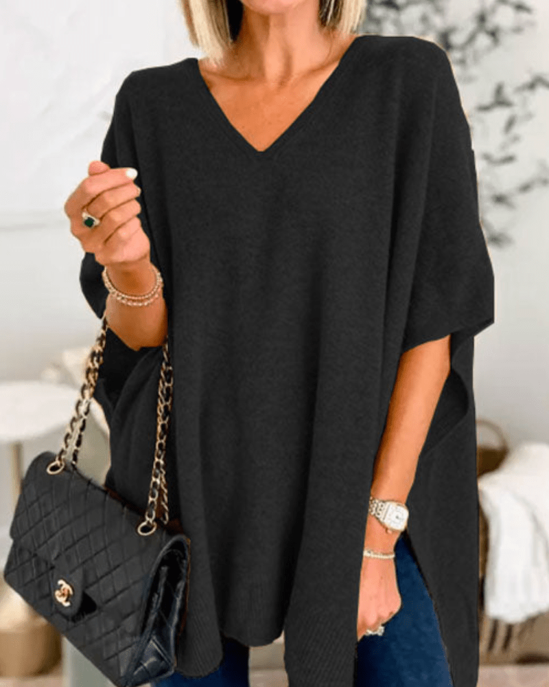 Erica | Poncho - trui met V - hals en ruime pasvorm - Bellanza
