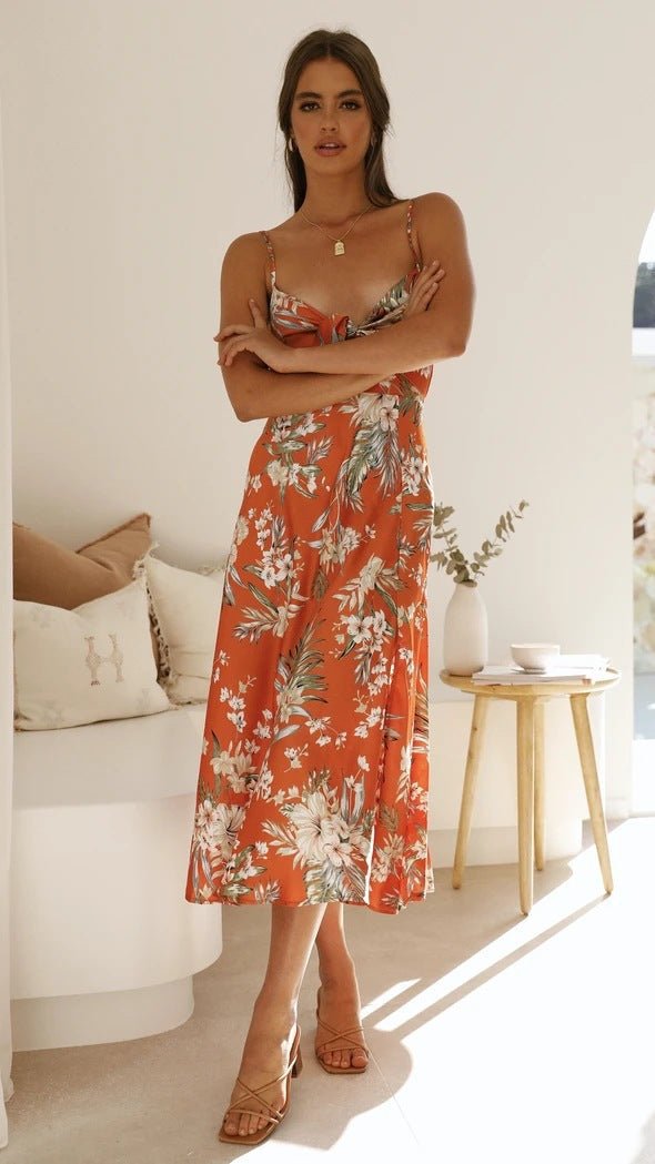 Flora | Romantische Midi - jurk met Bloemenprint - bellanza