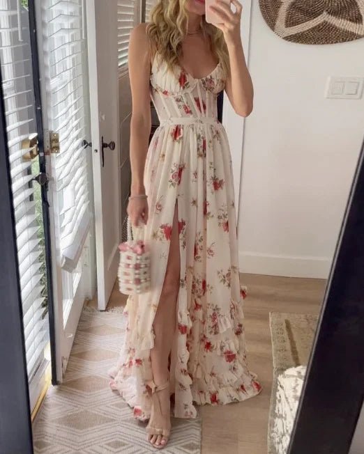 Floréa™ | Midi Jurk met Bloemenprint - bellanza