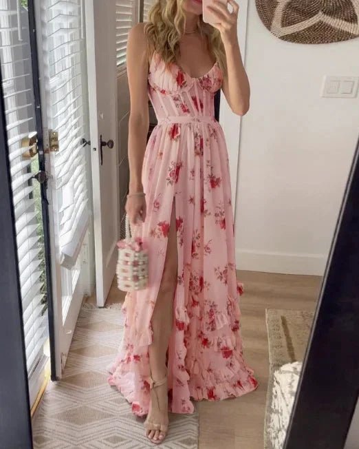 Floréa™ | Midi Jurk met Bloemenprint - bellanza