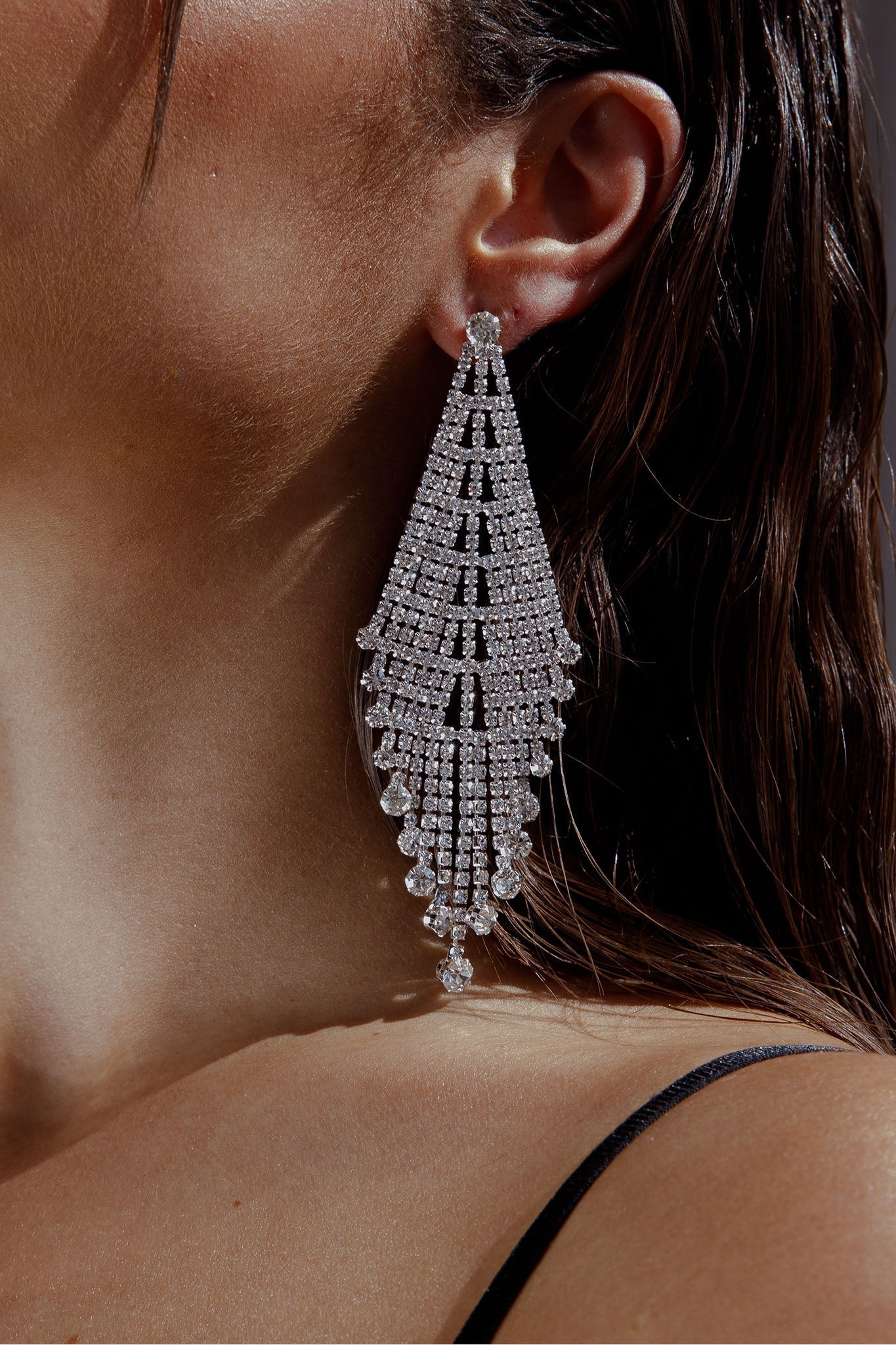 Franje oorbellen met diamanten Rani Zilver - Bellanza
