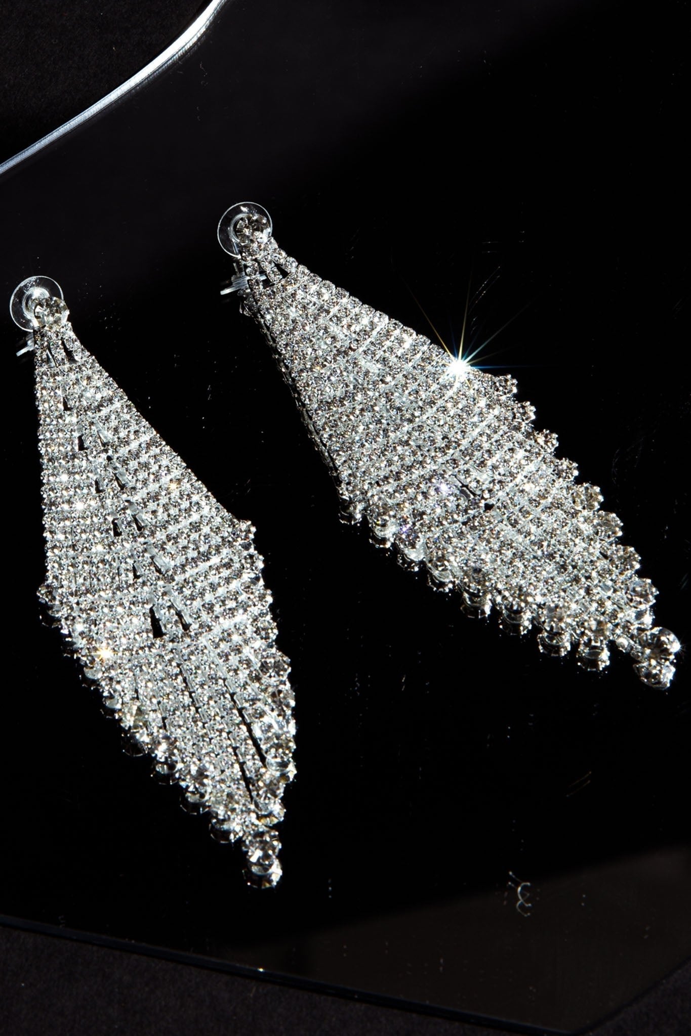 Franje oorbellen met diamanten Rani Zilver - Bellanza