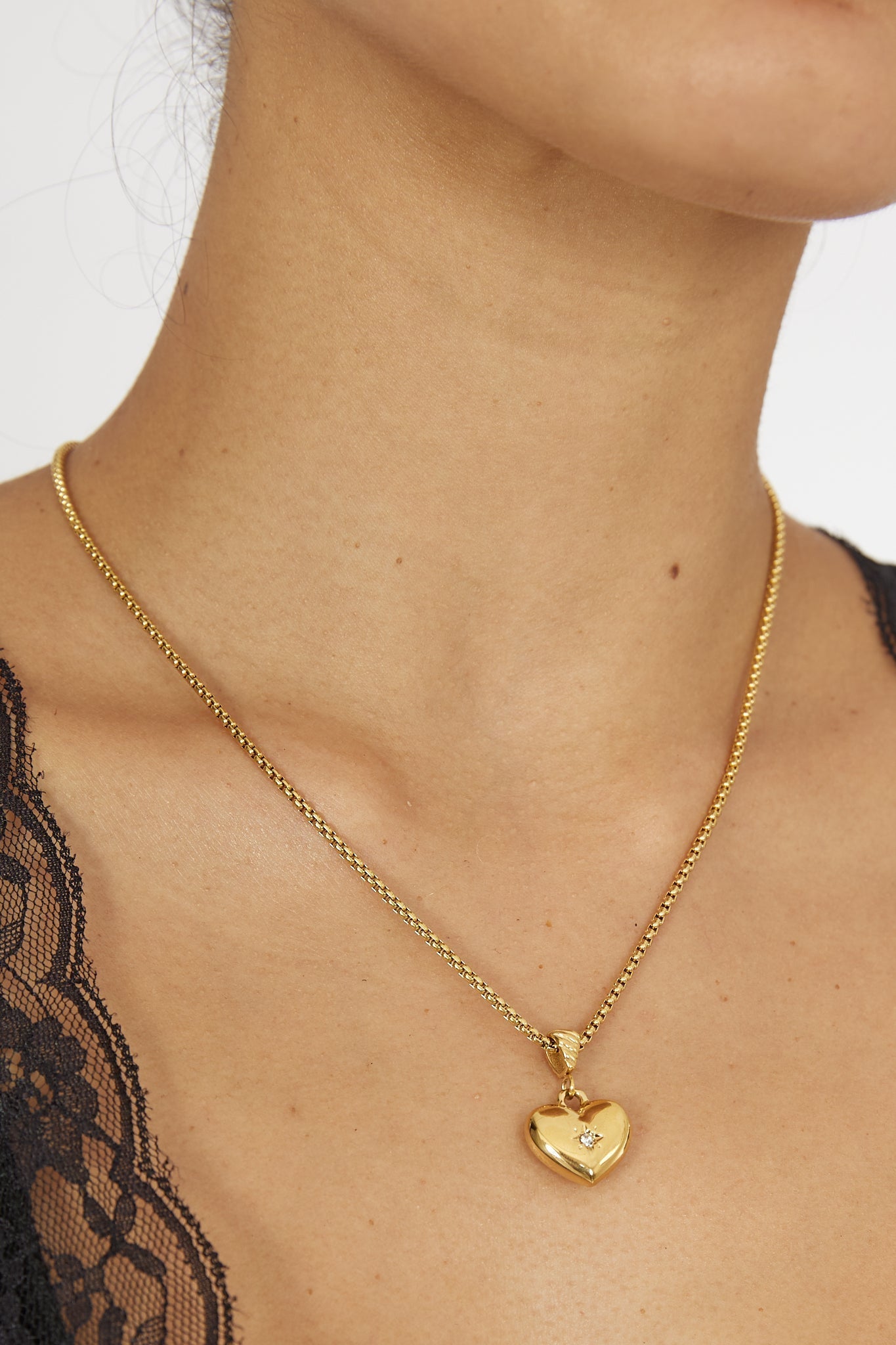 Gouden Opgeblazen Hart Hanger Kora Collier - Bellanza