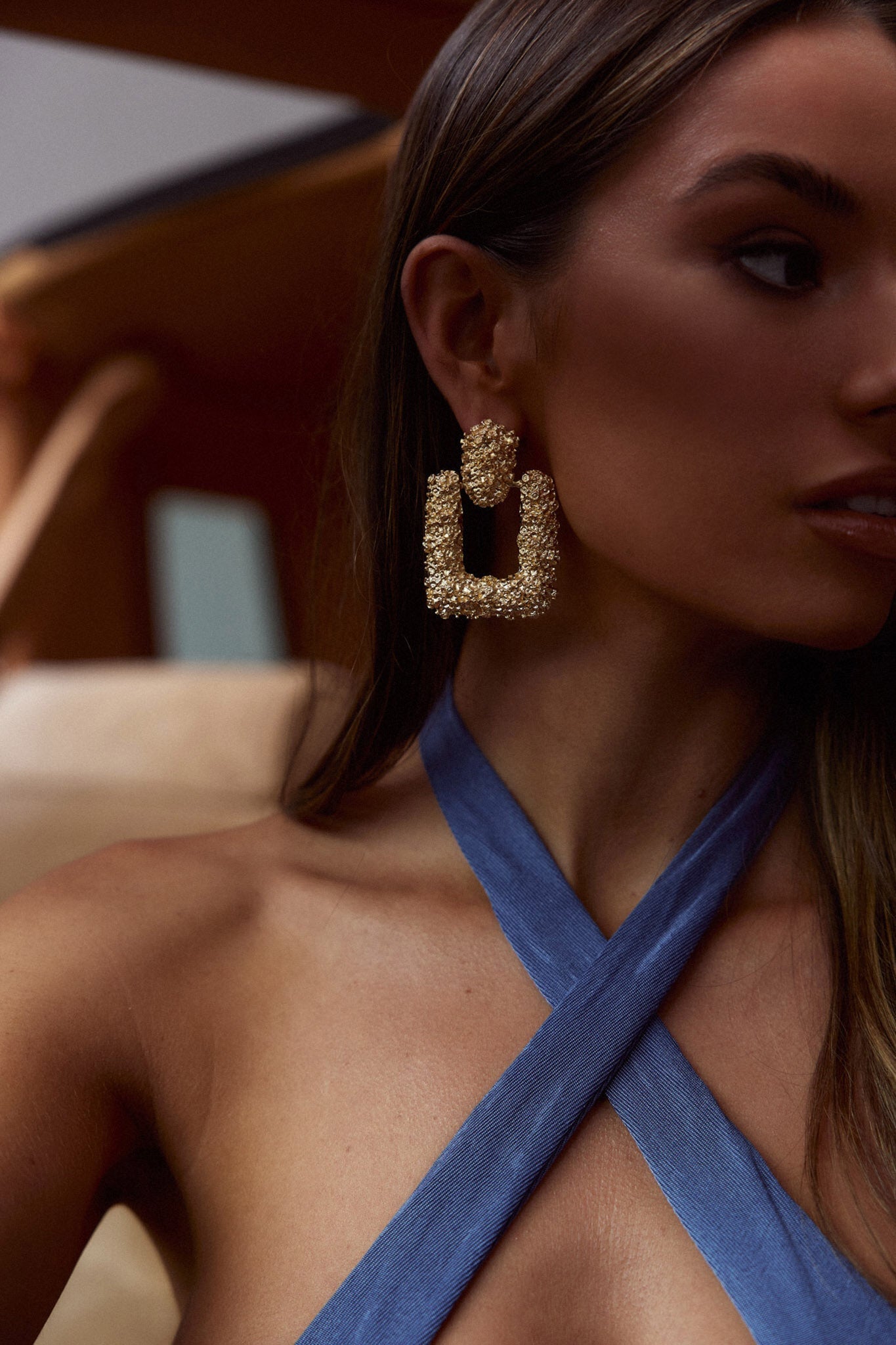 Gouden textuur oorbellen Rodeo Drive - Bellanza