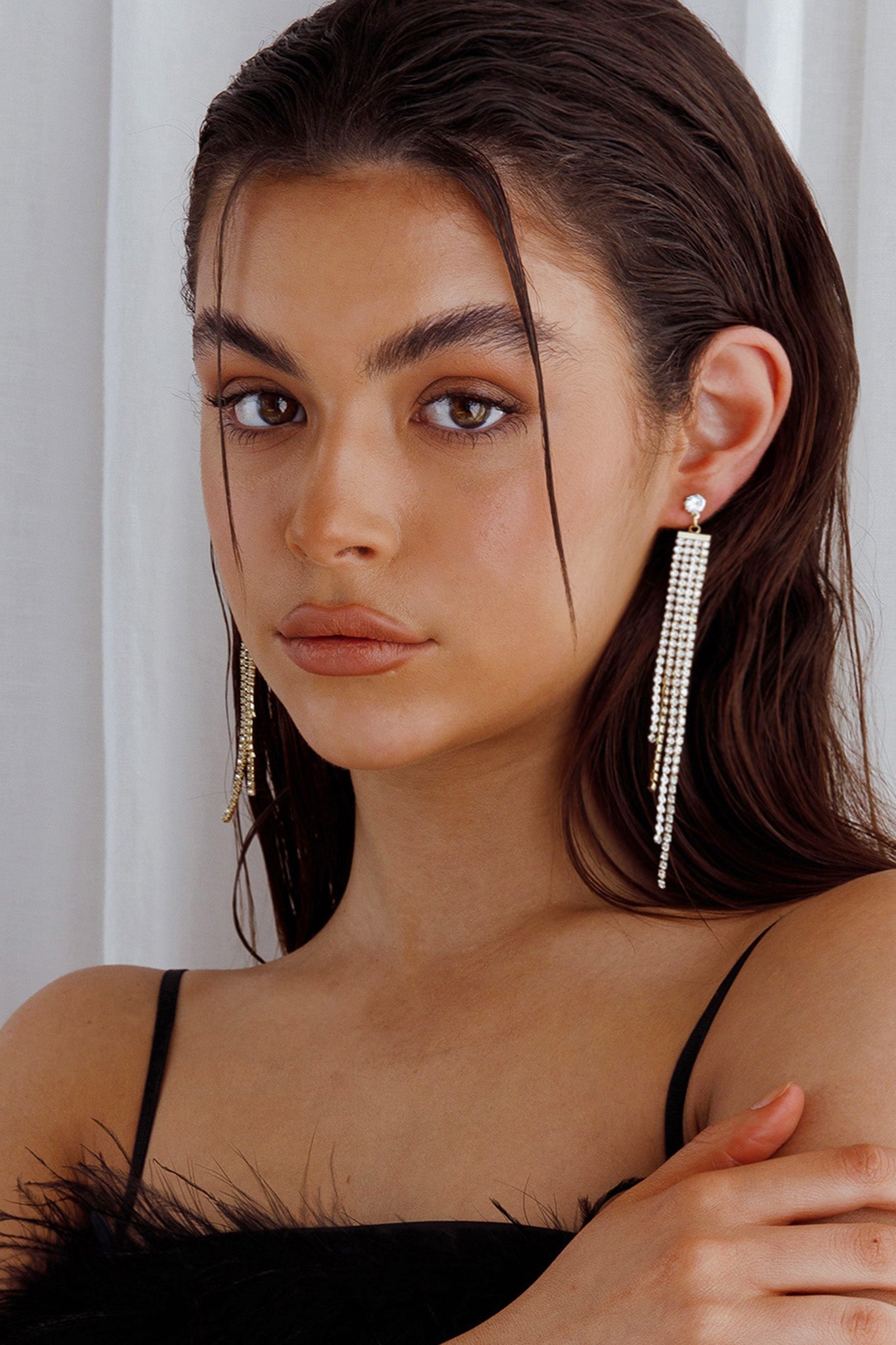 Hangende oorbellen met strass Jamie - Bellanza