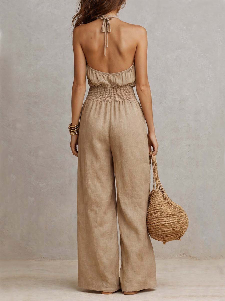 Héloïse™ | Halternek Taille-Cinch Jumpsuit - Bellanza