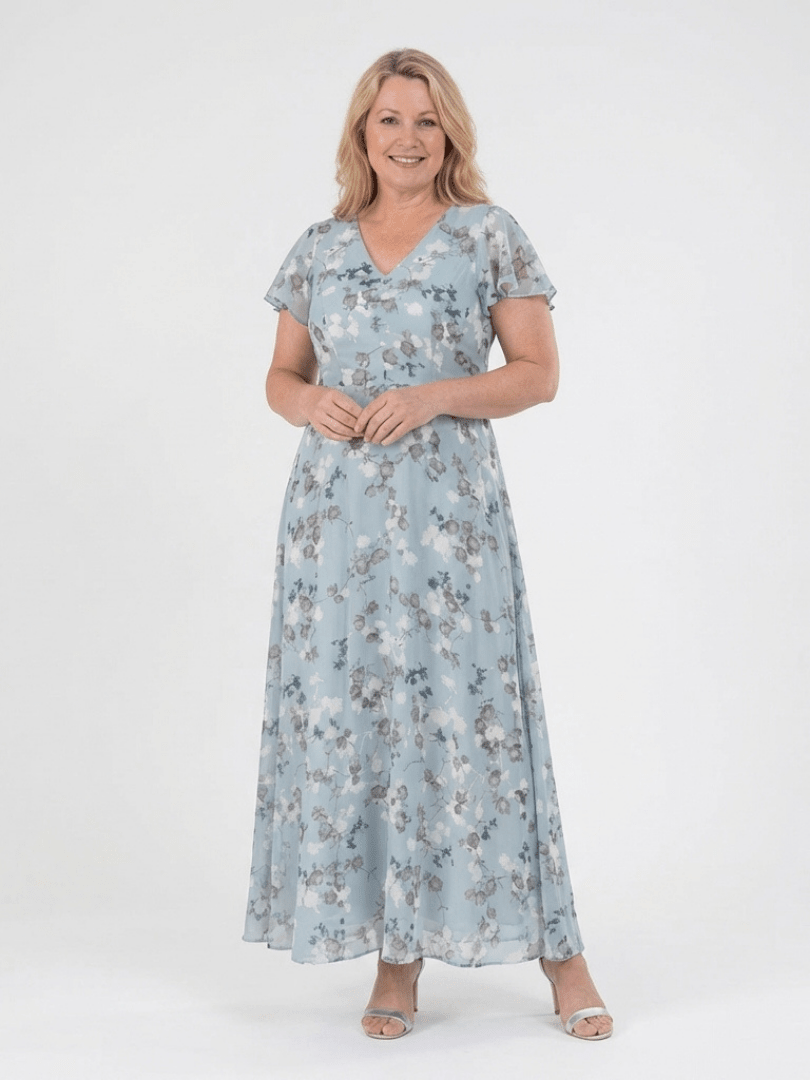 Ismeria | Maxi Jurk in Bloemen Chiffon - Bellanza