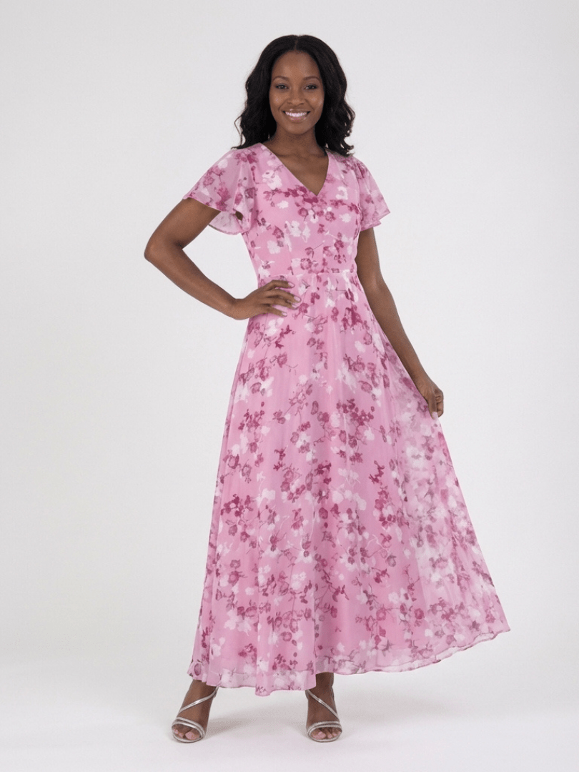 Ismeria | Maxi Jurk in Bloemen Chiffon - Bellanza