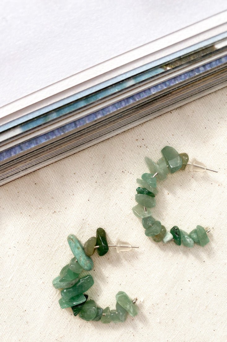 Jade Ruwe Steen Oorbellen Jasmine - Bellanza