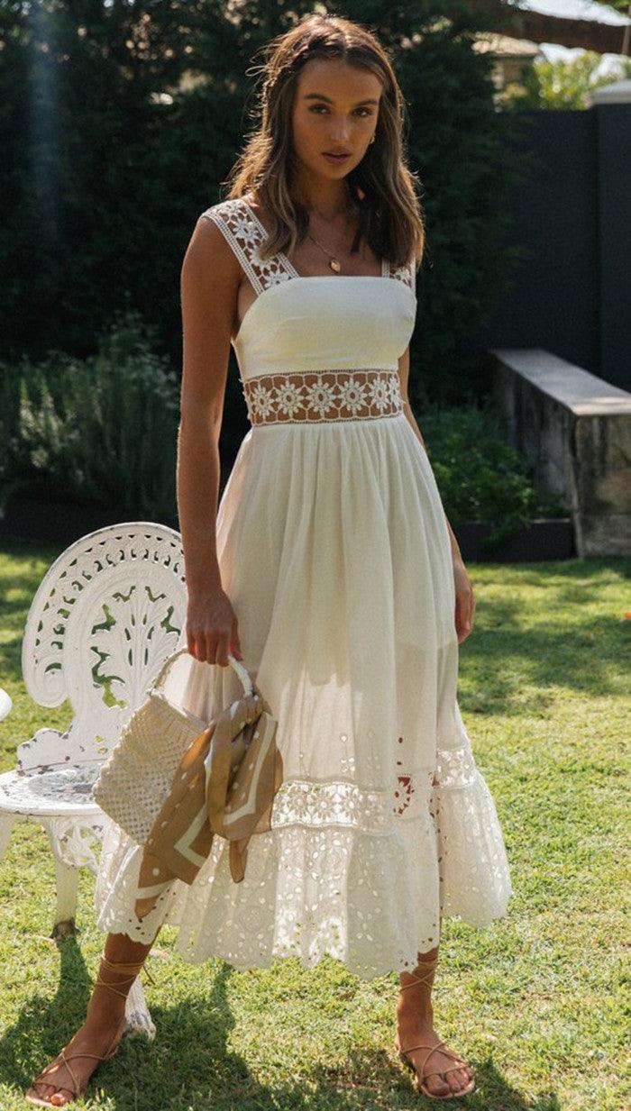 Janette™ - Witte Boheemse Jurk - bellanza