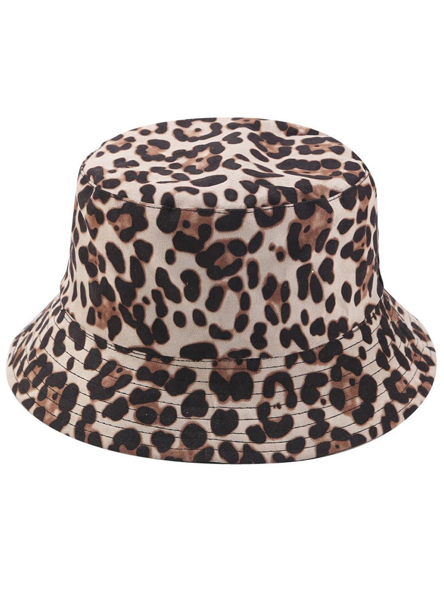 Suède Luipaardprint Casual Zonnehoed Bucket Hat