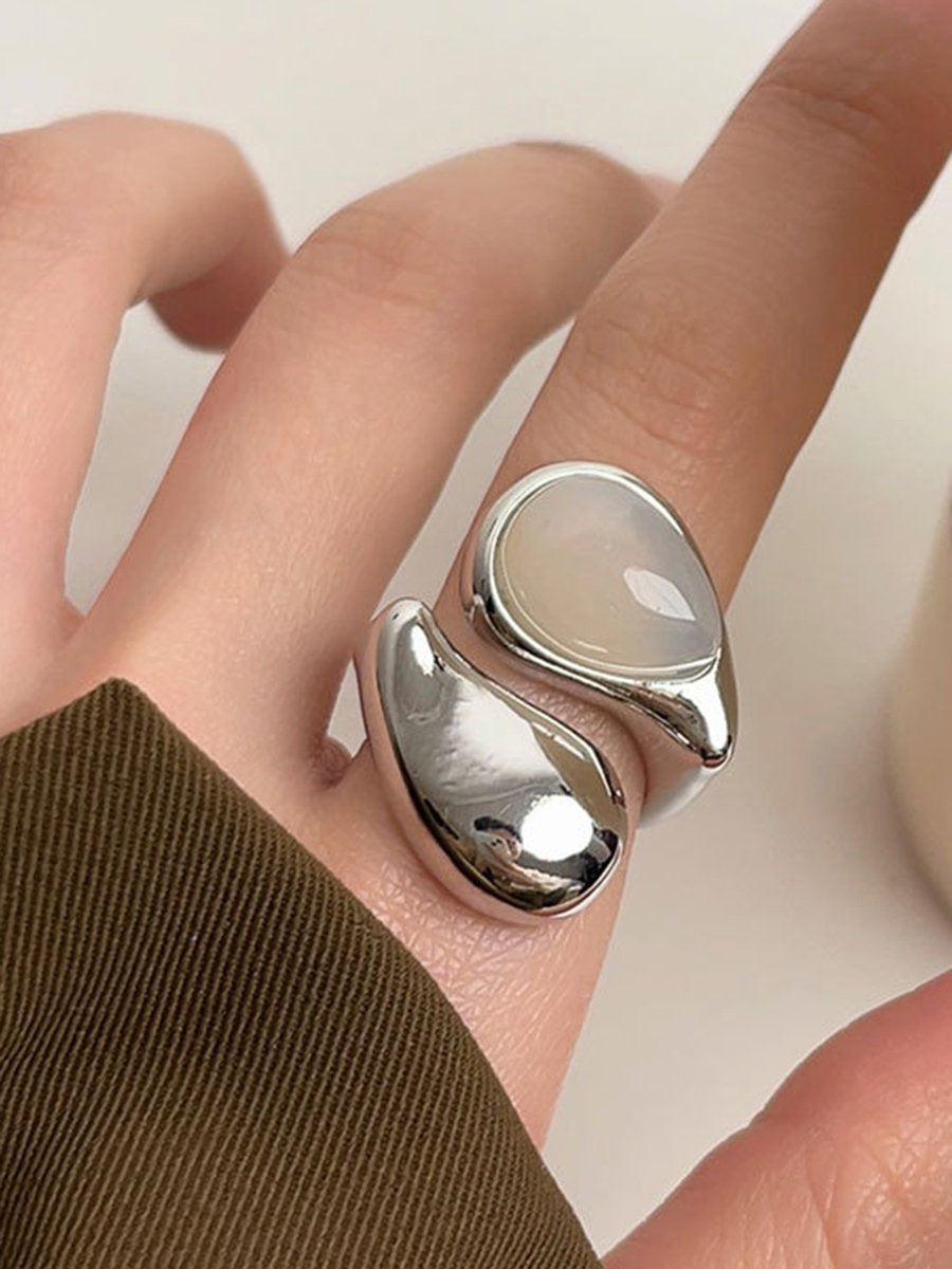 Eenvoudige Transparante Onregelmatige Waterdruppel Open Ring