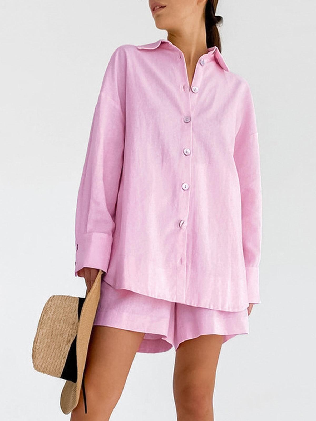 Katoenen Strand Twee - delige Shorts Set - bellanza