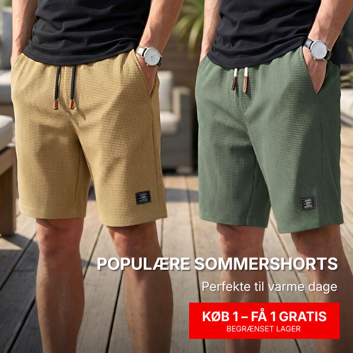 Korte bukser herre | Komfortable sommershorts med elastisk talje - Bellanza