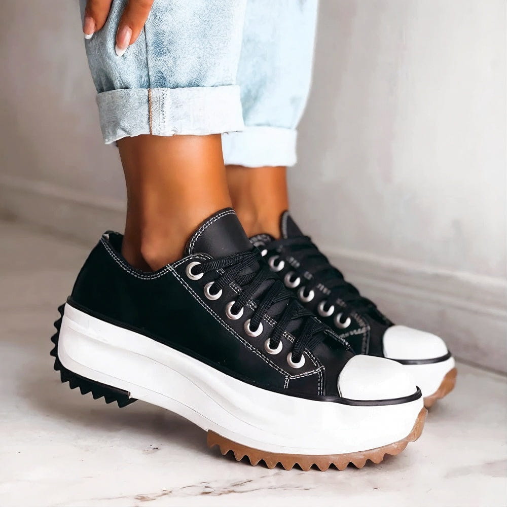 Leder Plateau Sneakers - bellanza