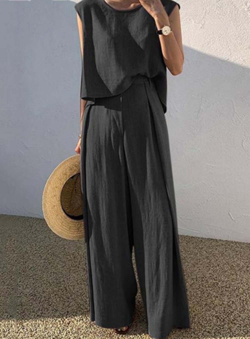 Linnen Mix Casual Broek Set - bellanza