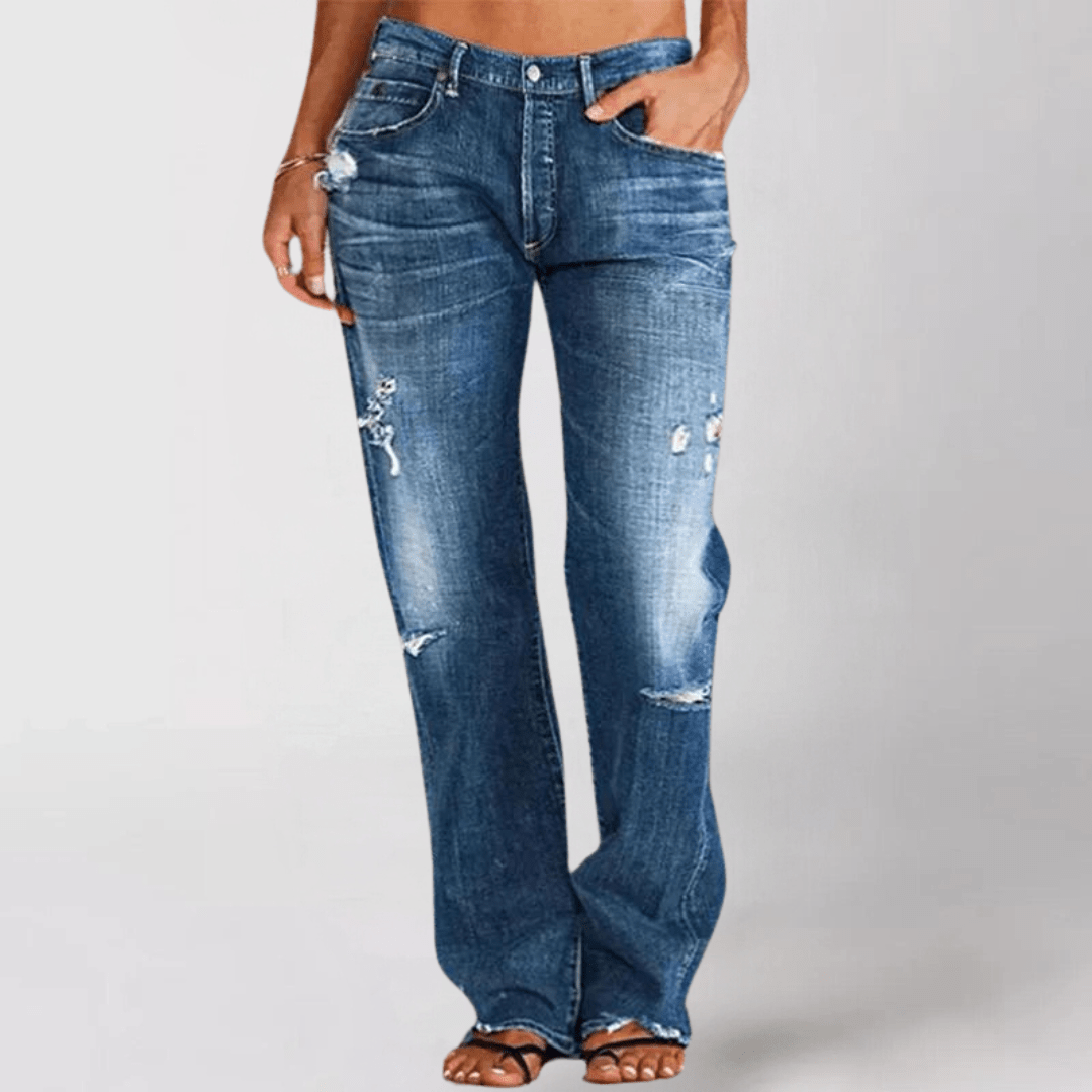 LISA™ | DENIMJEANS MET WIJDE PIJPEN - bellanza