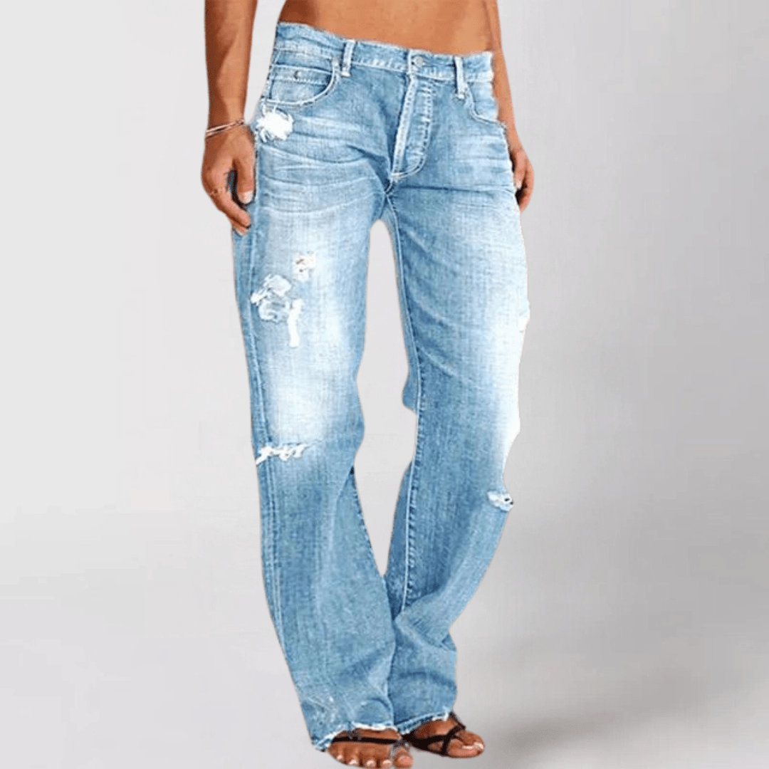 LISA™ | DENIMJEANS MET WIJDE PIJPEN - bellanza