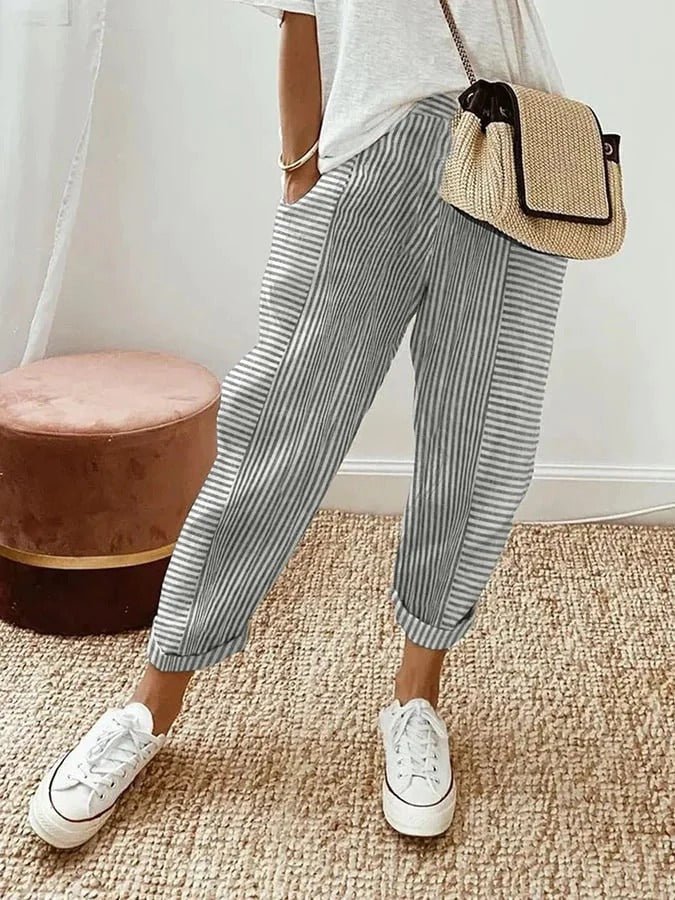 Lorene | Casual Gestreepte Broek - Bellanza