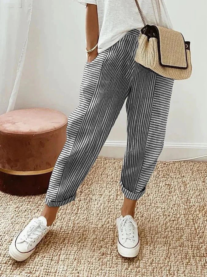 Lorene | Casual Gestreepte Broek - Bellanza
