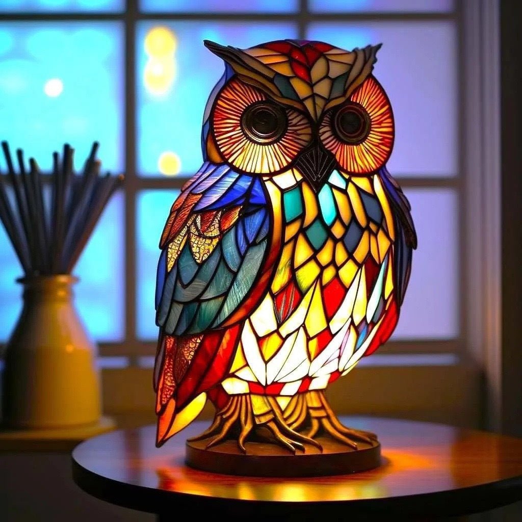 Loulou – Magische uilenlamp van gekleurd glas - Bellanza