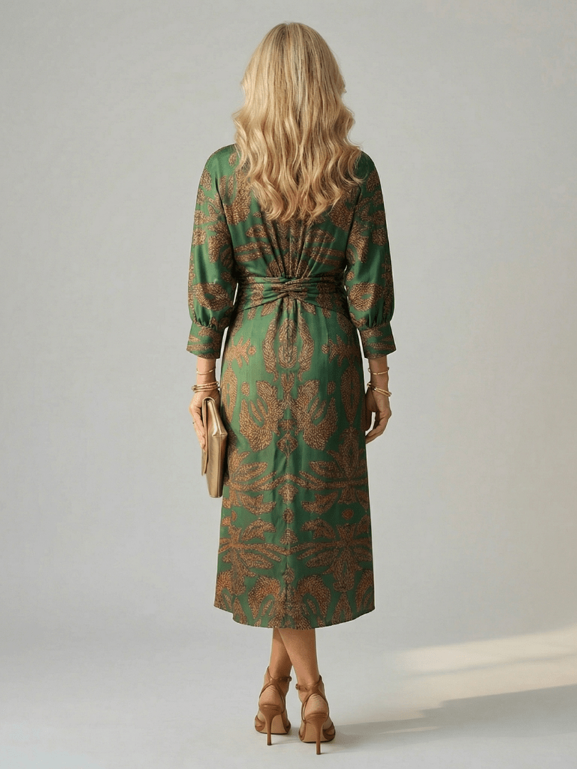 Lune | Midi Wrap Jurk Natuur - Bellanza