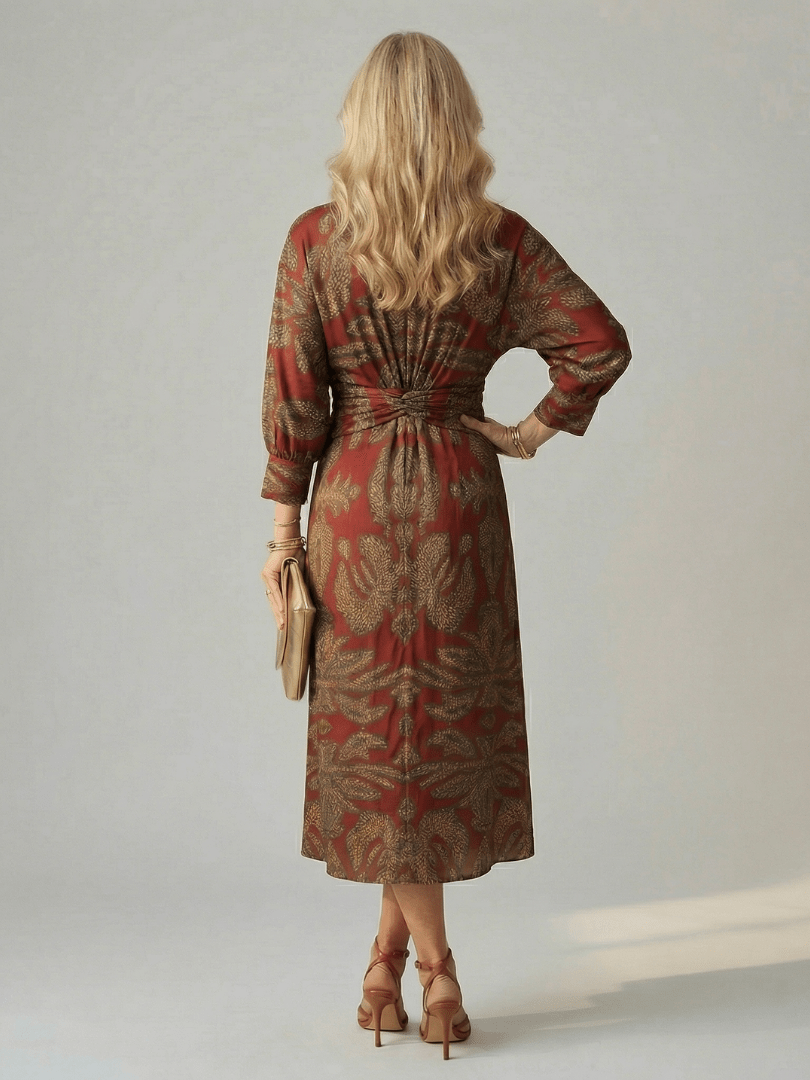 Lune | Midi Wrap Jurk Natuur - Bellanza