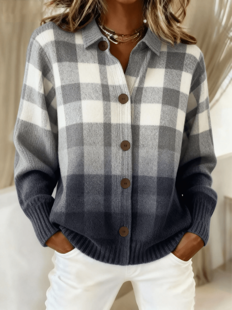 Mara – Geruite gebreide blouse - Bellanza