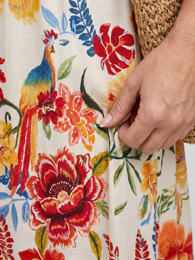 Maribelle | Mouwloze Empire Taille Midi Jurk - Bellanza