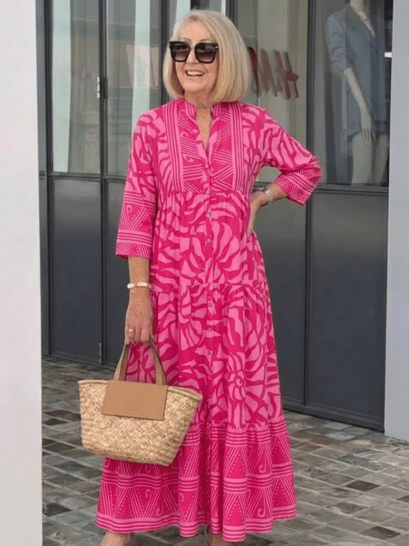 Marielle | Midi Jurk met Knopen - Bellanza