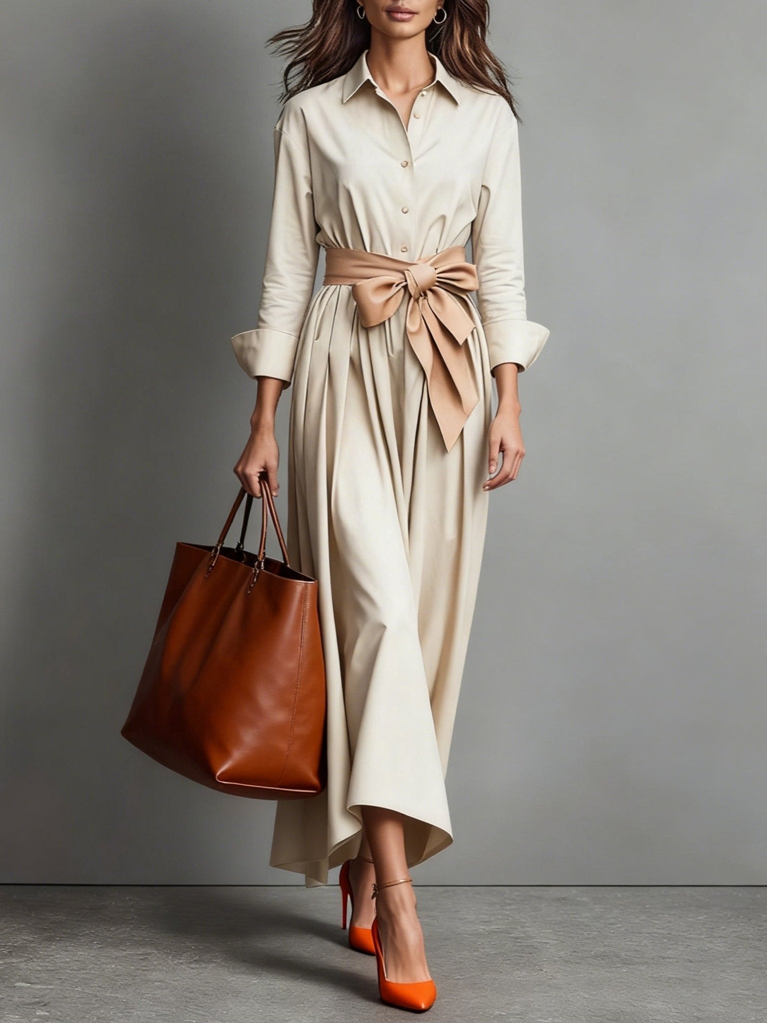 Marise™ | Elegante Maxi Jurk met Strikdetail - Bellanza