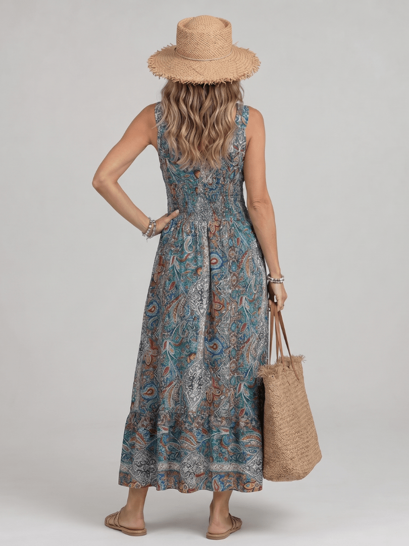 Marisela | Mouwloze Midi-jurk met Paisley-print - Bellanza