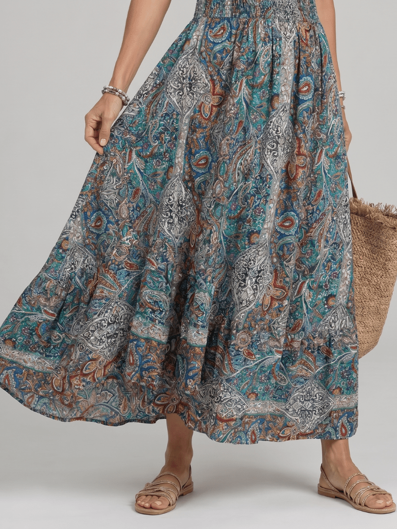 Marisela | Mouwloze Midi-jurk met Paisley-print - Bellanza