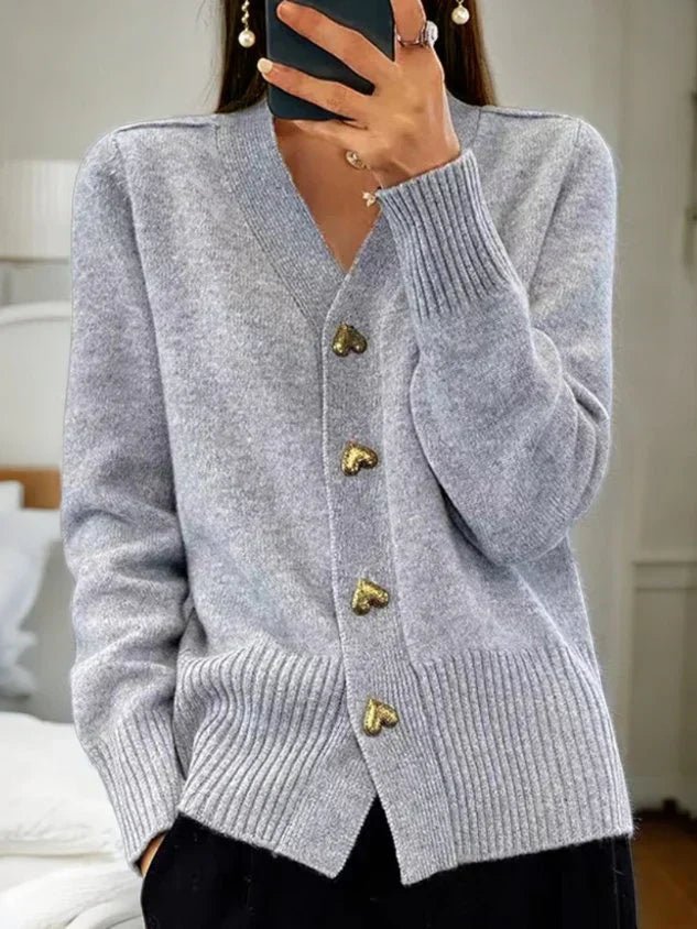 Martine | Luxe Kasjmier Vest met Hartjes Knoopsluiting - Bellanza