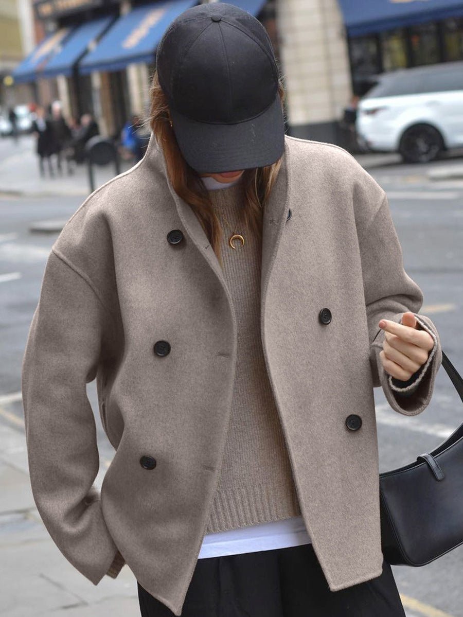 MAURELLE – Vintage Wool Blend V - Neck Coat - Bellanza