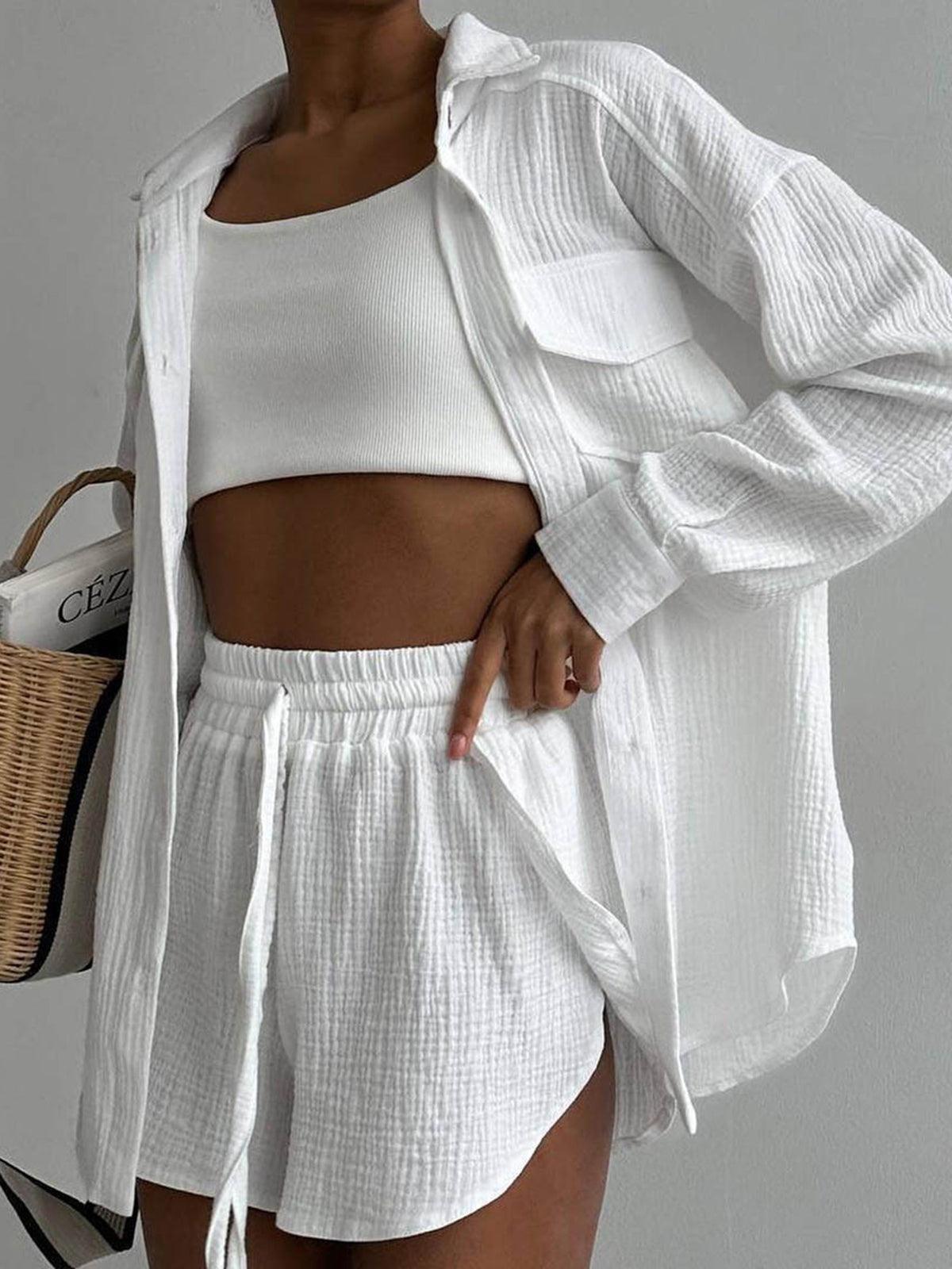 Minimalistische Kraag Twee - delige Korte Set - bellanza