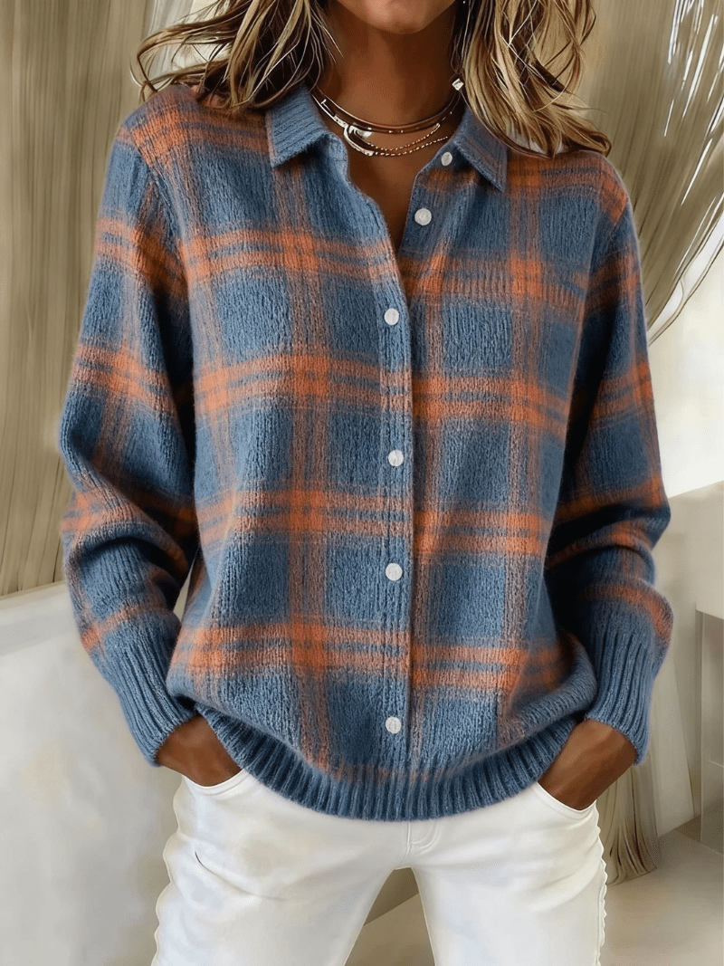 Mira – Gebreide blouse met ruitpatroon - Bellanza