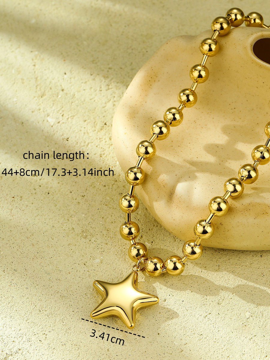 Mode Beaded Hartvorm 18k Contrastkleur Roestvrij Stalen Ketting - Bellanza