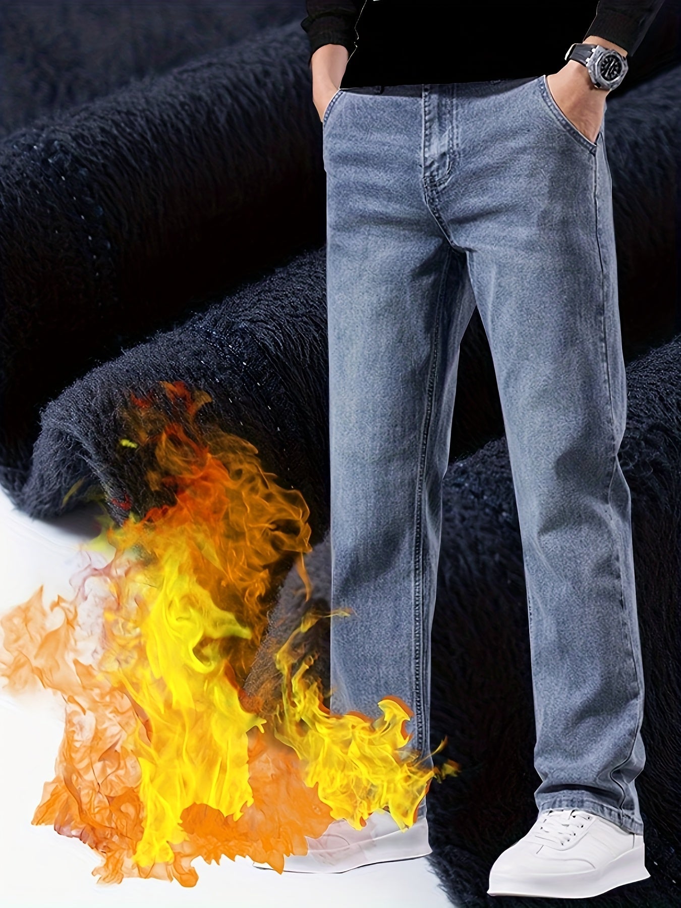 Morris | Slim casual winterbroek met wijde pijpen - Bellanza