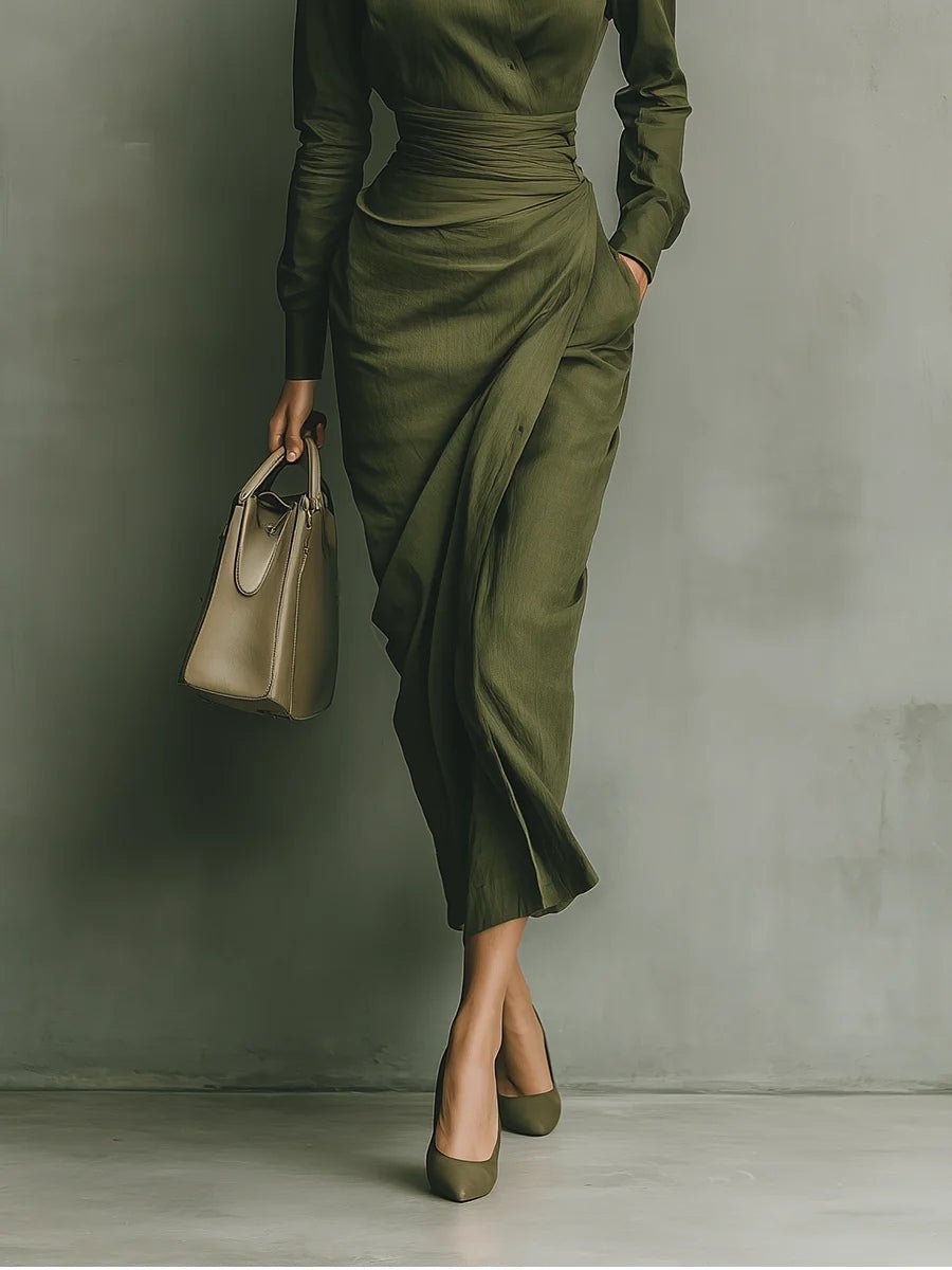 Noëlle™ | Maxi jurk in legergroen - Bellanza