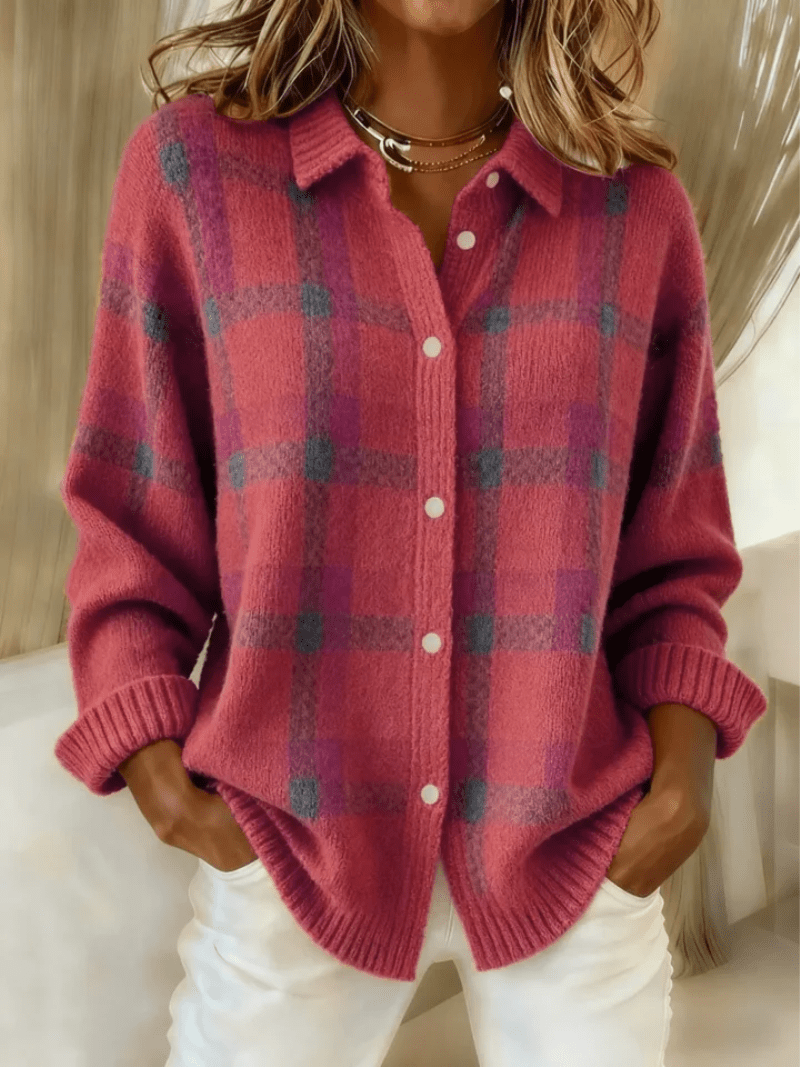 Noor – Gebreide blouse met ruitpatroon - Bellanza