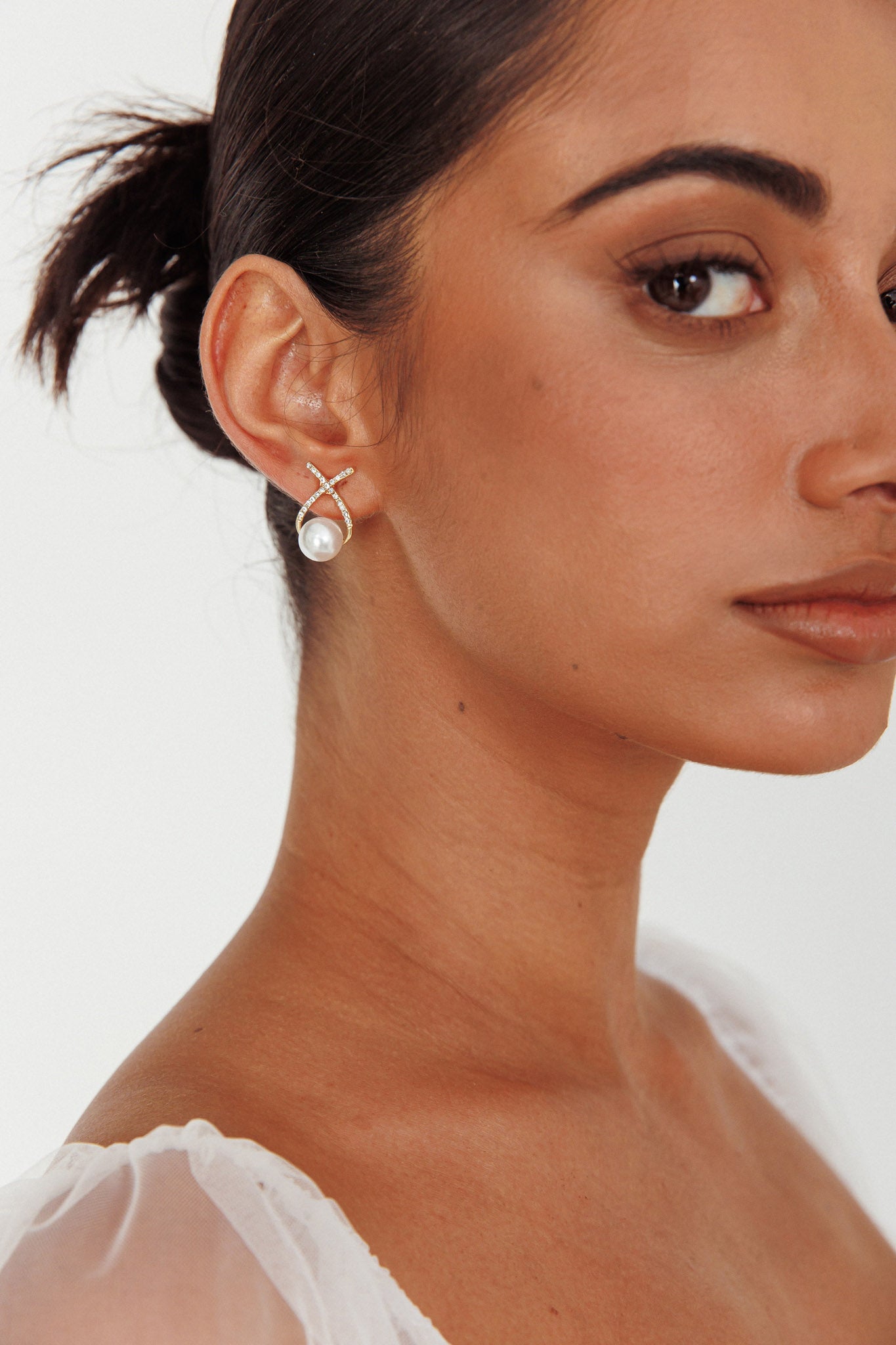 Oorbellen Aliyah Diamante X Parels Goud - Bellanza