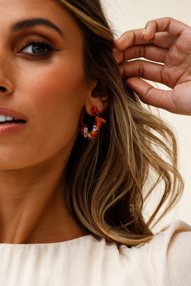 Oorbellen met ruwe steen Jasmine Tan - Bellanza
