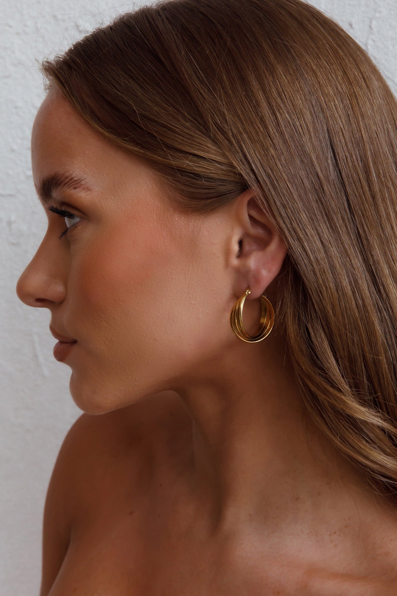 Oorbellen Mona Triple Ring Goud - Bellanza