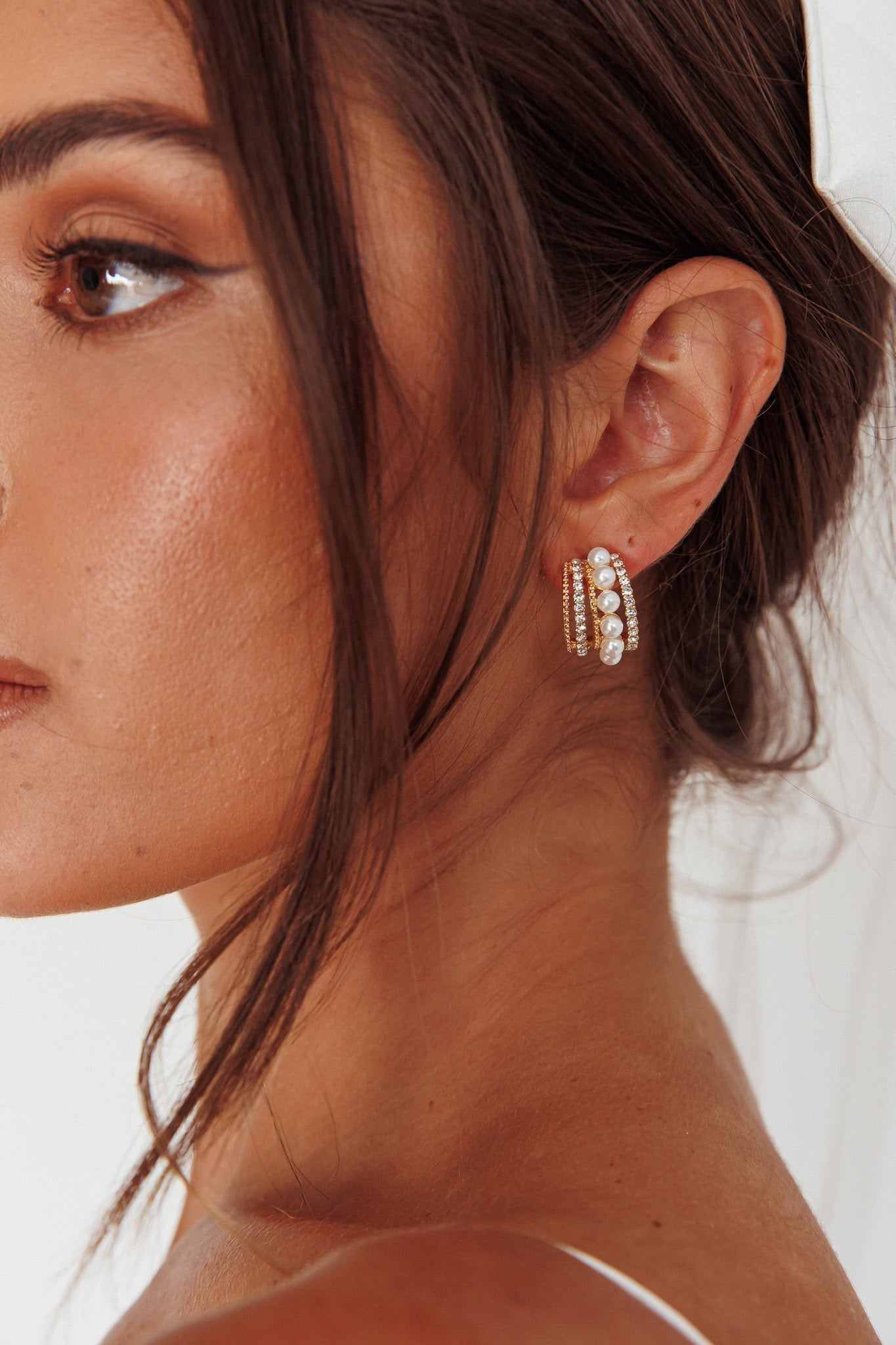 Oorbellen Odette met parels en diamanten in goud - Bellanza